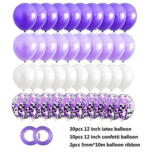 40PCS Purple Gradient Balloons 12 inch Confetti Balloons & Latex Balloons for Wedding Baby Shower Birthday Carnival Party Decoration Supplies