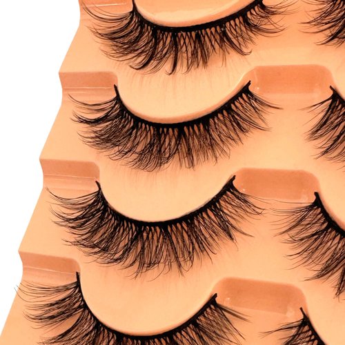 NINGLASH Wispy Lashes False Eyelashes Natural Look Fake Eyelash 15mm Faux 3D Mink Lashes Strips 7 Pairs Fluffy Lash Pack