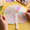 JOHOUSE 12PCS Paper Fans, Bulk Folding Handheld Fans Round Shaped Party Decorative Fans with Handle Hand Fans for Wedding Birthday Party Favors DIY Supplies