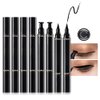 WanTuoluo 8 Pcs Double-Side Black Liquid Eyeliner Stamp Pens Set,Triangle Wing Eye Tail Cat Eye Stamp Makeup, Long Lasting Liquid Eye Liner,Waterproof & Smudgeproof Makeup (Black-2, 8Pack)