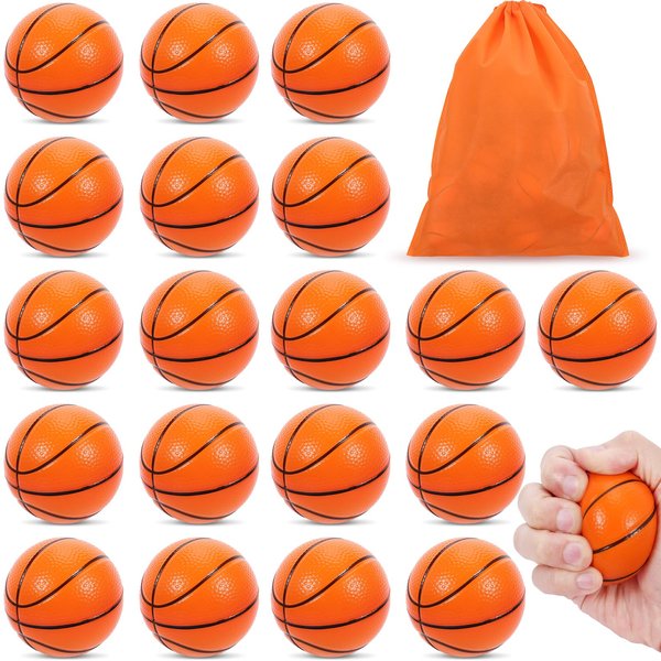 IJRPLM 20 Pcs Basketball Stress Ball,2.5 in Foam Squeeze Balls,Mini Basketball Stress Balls for Anxiety Relief,Relaxation,Small Sports Balls for Party Carnival Reward Basketball Sports Themed Party