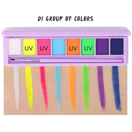 Mysense 16 Colors Water Activated Eyeliner Palette,Neon Face Paint,Fluorescent Bright Rainbow Colorful Body Paint Makeup,Matte and UV Blacklight Graphic Eyeliner,With Eyeliner Brush