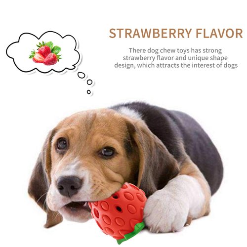 Askhald Strawberry Flavor Chew Toy for Aggressive Chewers, Dog Toothbrush Toy, Interactive Dog Toy for Small Medium Dogs