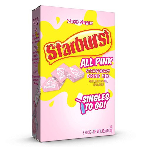 Starburst Singles To Go Powdered Drink Mix, All Pink Strawberry, 3 Boxes with 6 Packets Each - 18 Total Servings, Sugar-Free Drink Powder, Just Add Water, 6 count (Pack of 3)