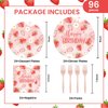 96Pcs Strawberry Party Plates and Napkins, Strawberry Baby Shower Party Supplies Sweet Berry Strawberry Birthday Tableware Set for Girls A Berry Sweet Baby Decorations Favors Serves 24(Strawberry)