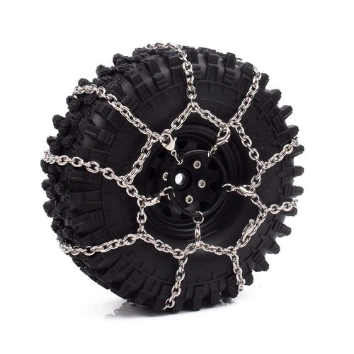 2Pcs Metal Snow Anti-Slip Tires Metal Steel Chain For 1/10 RC Rock CrawlerTRX-4 TRX4 Axial SCX10 90046