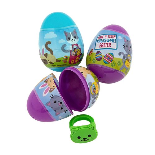 Fun Express 2 1/4" Cat Toy-Filled Plastic Easter Eggs - 12 Pieces