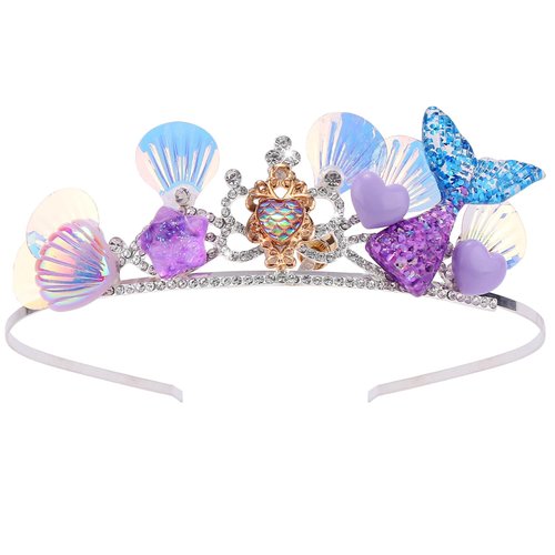 Tihebax Mermaid Crown for Girls Purple Mermaid Headband Party Decorations Little Mermaid Party Favors for Women Mermaid Tiara Costumes Mermaid Theme Birthday Decorations Mermaid Accessories Halloween
