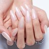 GLAMERMAID Pure White Press on Nails Medium Almond, Glazed Short Fake Nails Handmade Soft Jelly Gel, Donut Chrome Stiletto Glue on Nails, Glitter Oval Acrylic False Nails Stick on Nails Kit for Women