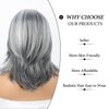 Jolelyne Ombre Blonde Highlight Bob Layered Wigs with Curtain Bangs for White Women Synthetic Short Straight Ombre Blonde Shaggy Wig Light Brown Mixd Blonde Wig for Black Women