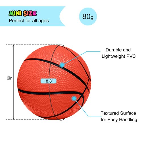 Iyoyo Mini Basketballs, 5 Pack 6" Basketball Set with Pump Durable PVC Basketballs for Mini Basketball Hoop for Toddlers Kids Teenagers for Pool, Indoors, Outdoors