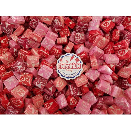 Fave Reds - 1.5 lbs of Delicious Fresh Assorted Strawberry Watermelon Cherry Fruit Punch Bulk Wrapped Taffy Candy