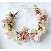 Vivivalue Bridal Floral Headband Women Floral Crown Hair Wreath Flower Headpiece Halo Boho with Ribbon Wedding Party Festival Photos