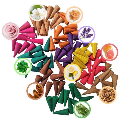 Inscents Waterfall AS-SEEN-ON-TV Ceramic Incense Holder Cone Burner with Backflow Design Ornament Home Decor Aromatherapy for Spa Office Bedroom Yoga +100pcs Essential Oil Dipped Scented Incense Cones