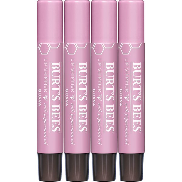 Burt's Bees Shimmer Lip Tint Easter Basket Stuffers, Tinted Lip Balm Stick, Moisturizing for All Day Hydration with Natural Origin Glowy Pigmented Finish & Buildable Color, Guava (4-Pack)