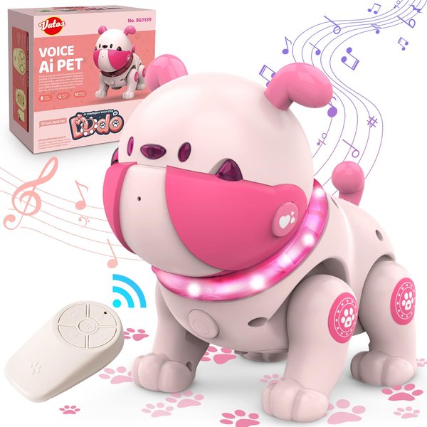 Remote Control Robots DogToys for Kids - Robot Pet Puppy Dog RC Robot Toy with LED, Gag Dog Voice Rocording & Changing, Farting Touch Reaction, Dancing and Walking RC Robot for Kids Girls