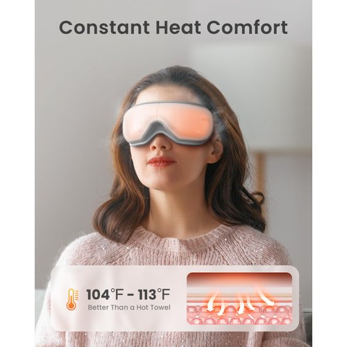 RENPHO Eye Massager, Eyeris 1 Eye Massager for Migraines FSA HSA Eligible, Heated Eye Massage Mask with Remote, Heat, Compression, for Eye Strain Relief, Improve Sleep, Birthday Gifts for Women Men