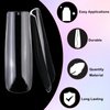 240pc XL Clear Square Acrylic Nail Art Tips Full Cover Extra Long Square Curve Fake Nails 10 Size with Case for Gel Nail Extension Fingernails Designs (XL Square)