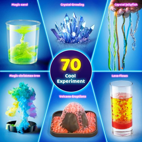 Science Kits for Kids - 70 Experiments Science Kit for Kids Age 6-12 Year Old, STEM Educational Science Toys Gifts for Girls Boys, Chemistry Set, Crystal Growing, Erupting Volcano
