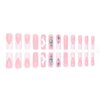 Foccna White Press on Nails Artificail Extra Long, French Square Fake Nails, Crystal Flowers Nails Acrylic Full Cover Long Fake Nails with Design Nail Tips for Women&Girls-24PCS