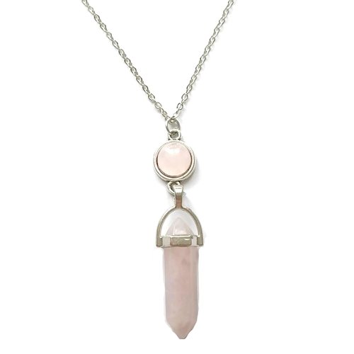 Faruodis Turquoise Crystal Necklace for Women Hexagonal Healing Gemstone Spiritual Energy Pendant Necklace Jewelry for Women(Pink)