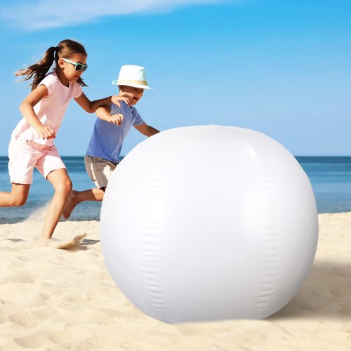 5 Feet White Giant Beach Ball Inflatable Inflatable Ball Massive Beach Decorations Supplies for Water Games Birthday Summer Hawaiian Tropical Party (5 ft)