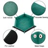 SIQUK 2 Pieces Dice Tray PU Leather Dice Trays Folding Hexagon Dice Holder Tray for Dice Games Like RPG, DND and Other Table Games (Cyan and Black)