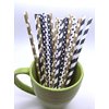 125 Navy and Gold Paper Straws - Party DIY, Mason Jars, Baby Shower, Chevron and Polka Dots
