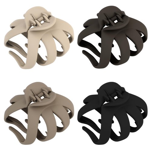 Hair Clips for Women Medium Size Claw Clip for Girls Thick & Thin Hair Accessories for Women Girls Black Brown, 4 Pack