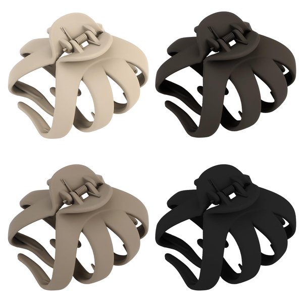 Hair Clips for Women Medium Size Claw Clip for Girls Thick & Thin Hair Accessories for Women Girls Black Brown, 4 Pack