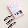 IMSOHOT Duck Press on Nails Medium Duck Feet Flared Fake Nails Black French Tips Nails Glossy Glue on Nails Full Cover Nude Gel Acrylic False Nails for Women 24Pcs