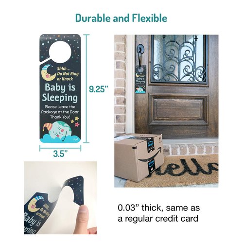 Funplus Baby Sleeping Sign - Do Not Knock or Ring - Plastic Door Knob Hanger Sign