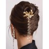 JAKAWIN Crystal Wedding Hair Comb Gold Bride Hair Piece Tassel Hair Clip for Women