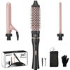 javelove 3 in 1 Curling Iron Set with Thermal Brush (1.5") and 2 Interchangeable Ceramic Curling Wand(0.51"-1"), 2 Temp Heating Setting, Include Heat Protective Glove & 2 Clips& Storage Bag