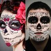 8 Sheet Day of the Dead Face Tattoos, Realistic Face Halloween Temporary Tattoo Stickers for Festival Makeup Rave Accessories, Halloween Face Tattoos for Halloween Cosplay