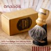 Shaving Brush with Holder, Anbbas Pure Badger Hair Shaving Brush Wood Handle,Black Resin Shaving Stand Contracted Design,2in1 Wet Shaving Set for Men