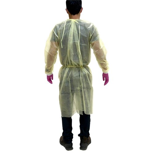 Yellow Isolation Gowns Knit Cuff, 20 G, PP, Medical Dental, Latex Free, Fluid Resistant (Pack of 10)