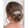 Catery Flower Bride Wedding Hair Comb Bridal Hair Pieces Bride Rhinestones Hair Jewelry Opal Headpieces Bead Side Combs Decorative Hair Accessories for Women and Girls (A-Silver)