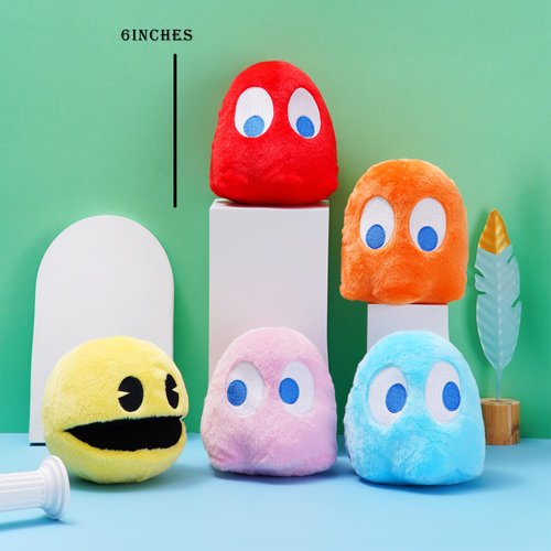 WjcnPac-Man 6inches Pac Plush Toy, Ghost Stuffed Plushes,Set of 5 Toys Can Be Used for Party Decoration, Soft and Comfortable Stuffed Animal, Suitable for Birthday Gifts, Children's Day Giftsetc.