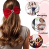 2 Pcs Christmas Hair Bows Velvet Hair Bow Clips with Snowflake Rhinestones Red Black Hair Bow Hair Barrettes Hair Accessories for Women Christmas Party Favors