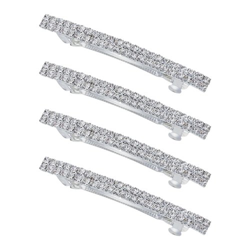 4Pcs Rhinestone Barrettes for Women, Silver Hair Accessories, Clips Small Crystal, Bling Diamond Clip, Bow Girls Rhinestones, Dressy Metal Pins, Sparkly Barrette Butterfly