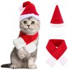 YUJUN 2PCS Cat Christmas Costume Christmas Pet Santa Hat with Scarf Outfit for Puppy Kitten Christmas Party Costume Supplies