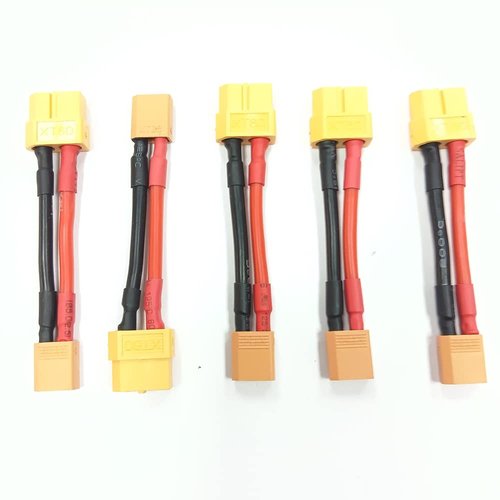 Hengfuntong-Elec XT60 Plug Female XT30 Male Extension Adapter Cable Leads 14awg 50mm for RC Charger Leads and Battery Adapter. 5pcs