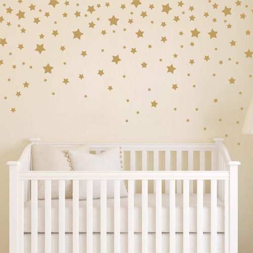 190 Picees Star Wall Decals, Matte Vinyl Wall Decals, Nursery Wall Decals, Easy to use, Removable Wall Decals for Kids Baby Girls Boys Bedroom, Home Decor Wall Stickers Y17 (Matte Gold)