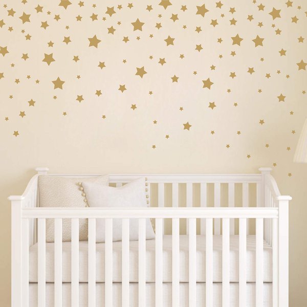 190 Picees Star Wall Decals, Matte Vinyl Wall Decals, Nursery Wall Decals, Easy to use, Removable Wall Decals for Kids Baby Girls Boys Bedroom, Home Decor Wall Stickers Y17 (Matte Gold)