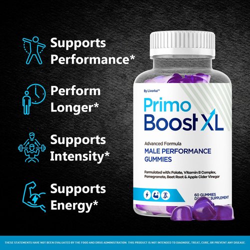 (2 Pack) Primo Boost XL Gummies - Official PrimoBoost XL Advanced Premium Supplement for Men Support - Maximum Strength, Natural Primo BoostXL for Overall Health & Wellness, 120 Gummies for 2 Months