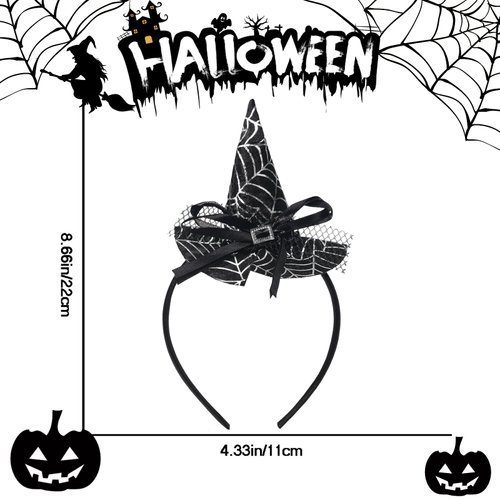 Halloween Headbands for Women Black Witch Hat Headband for Adult Scary Hair Hoop Spider Web Hair Bands Halloween Party Costume Halloween Cosplay Hair Supplies Hair Accessories for Hair Decoration 1Pcs