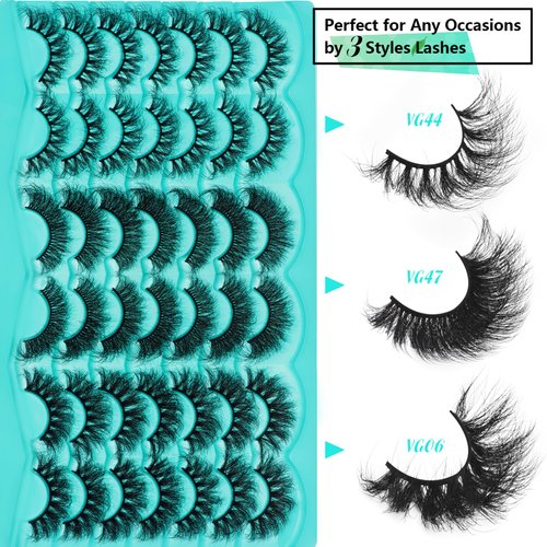 20-25MM Wispy Lashes 21Pairs Faux Mink Eyelashes D Curl Dramatic Eyelashes Soft&Matte Natural Eyelashes False Cat-eye Look Lashes Strip Eyelashes 3Styles Silky Eyelashes, by Anforlin