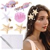 Vodolo Seashell Hair Clip,6PCS Shell Pearl Starfish Hair Clips,Unique Novelty Beach Ocean Mermaid Hair Accessories for Women Girls,Hair Decoration for Halloween Christmas Weddings Party Evenings