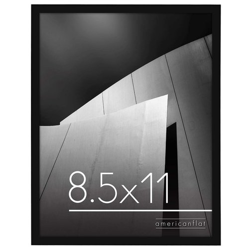 Americanflat 8.5x11 Picture Frame in Black - Thin Border Photo Frame with Shatter-Resistant Glass, Hanging Hardware, and Built-in Easel for Horizontal or Vertical Display Formats for Wall or Tabletop